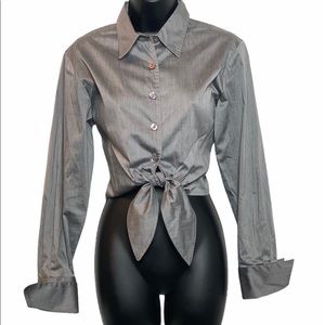 Krazy Larry Tie Front Crop Top Size Small